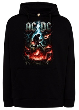 Czarna bluza z kapturem AC/DC — z efektownym nadrukiem „Rock Strike”