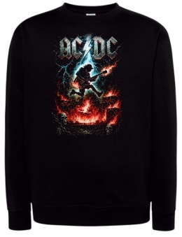 Czarna bluza z kapturem AC/DC — z efektownym nadrukiem „Rock Strike”