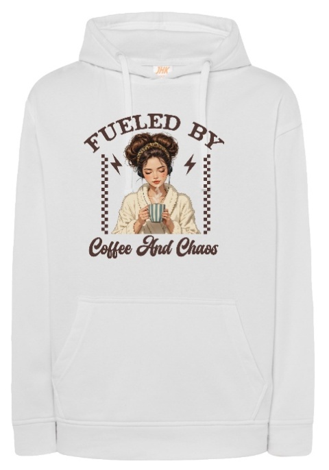 Bluza 'Fueled by Coffee and Chaos' - Idealna dla Miłośniczek Kawy