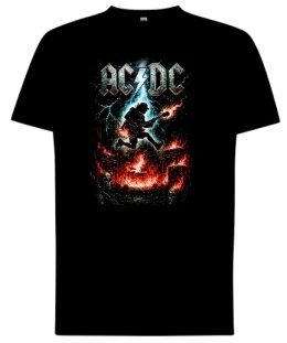 Czarny T-shirt AC/DC — z efektownym nadrukiem „Rock Strike”