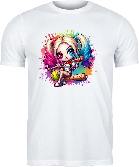 T-shirt Harley Quinn w Kolorowej Odsłonie: Kolekcja z Energiczną Grafiką